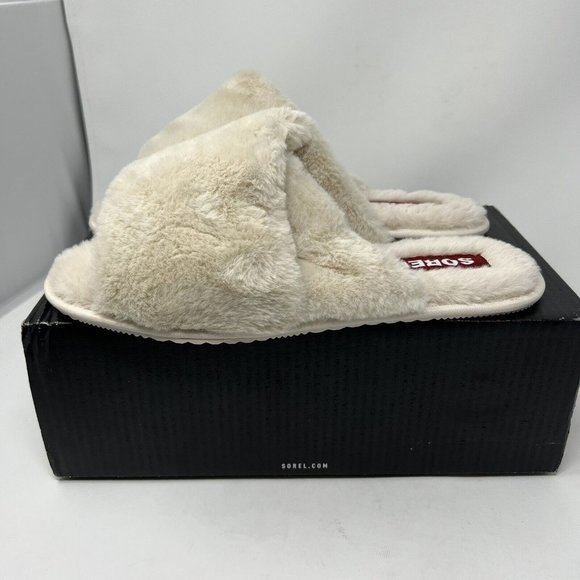 Sorel Cream Fuzzy Slippers - Picture 1 of 8
